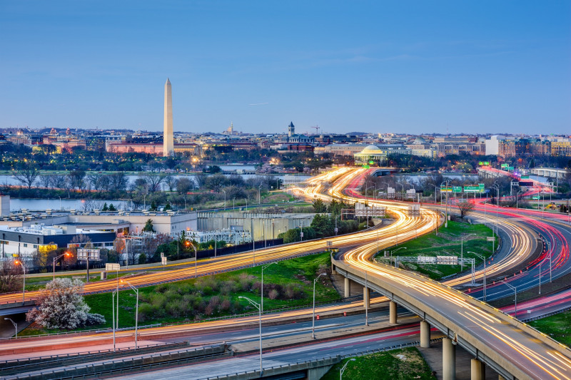 Washington D.C with it's highways and city in the background