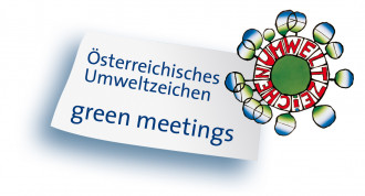 Logo des Österreichischen Umweltzeichens mit Überschrift green meetings